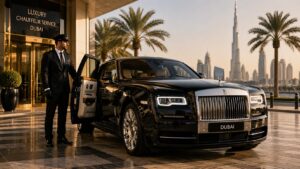 Dubai Chauffeur Service Rolls Royce luxury car with professional driver