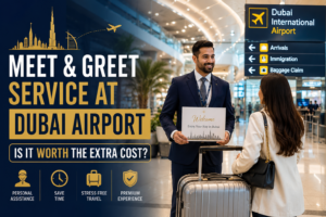 Meet & Greet Service at Dubai Airport welcoming an international traveler with premium airport concierge assistance for a smooth and stress free arrival.