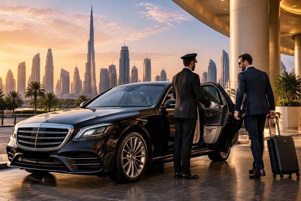 Luxury chauffeur car hire Dubai with professional driver and premium vehicle
