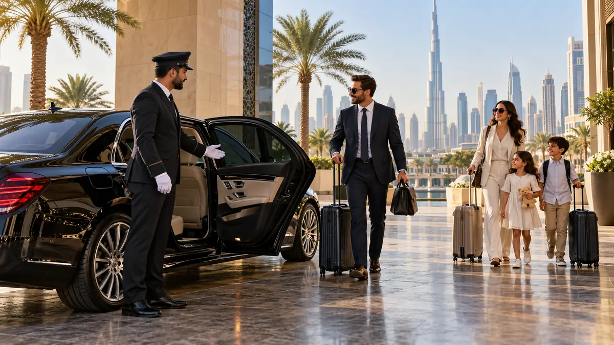 Family and business traveller choosing a chauffeur-driven car in Dubai
