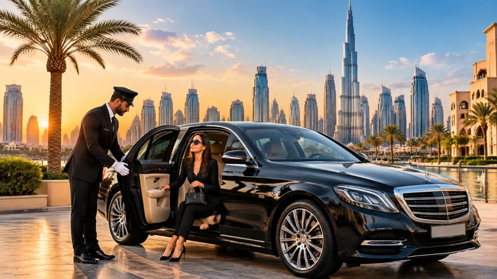 Luxury chauffeur service Dubai with premium sedan and professional driver