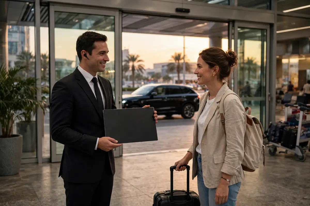 Hotel transfer Dubai airport pickup chauffeur meet and greet