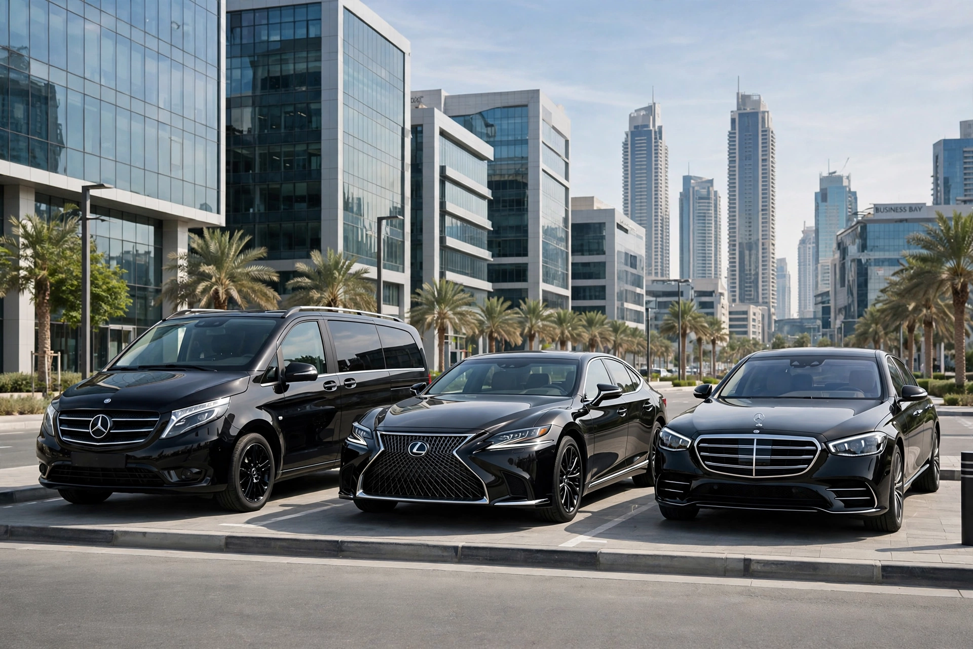 Luxury chauffeur fleet in Dubai - Mercedes V-Class, Lexus and S-Class