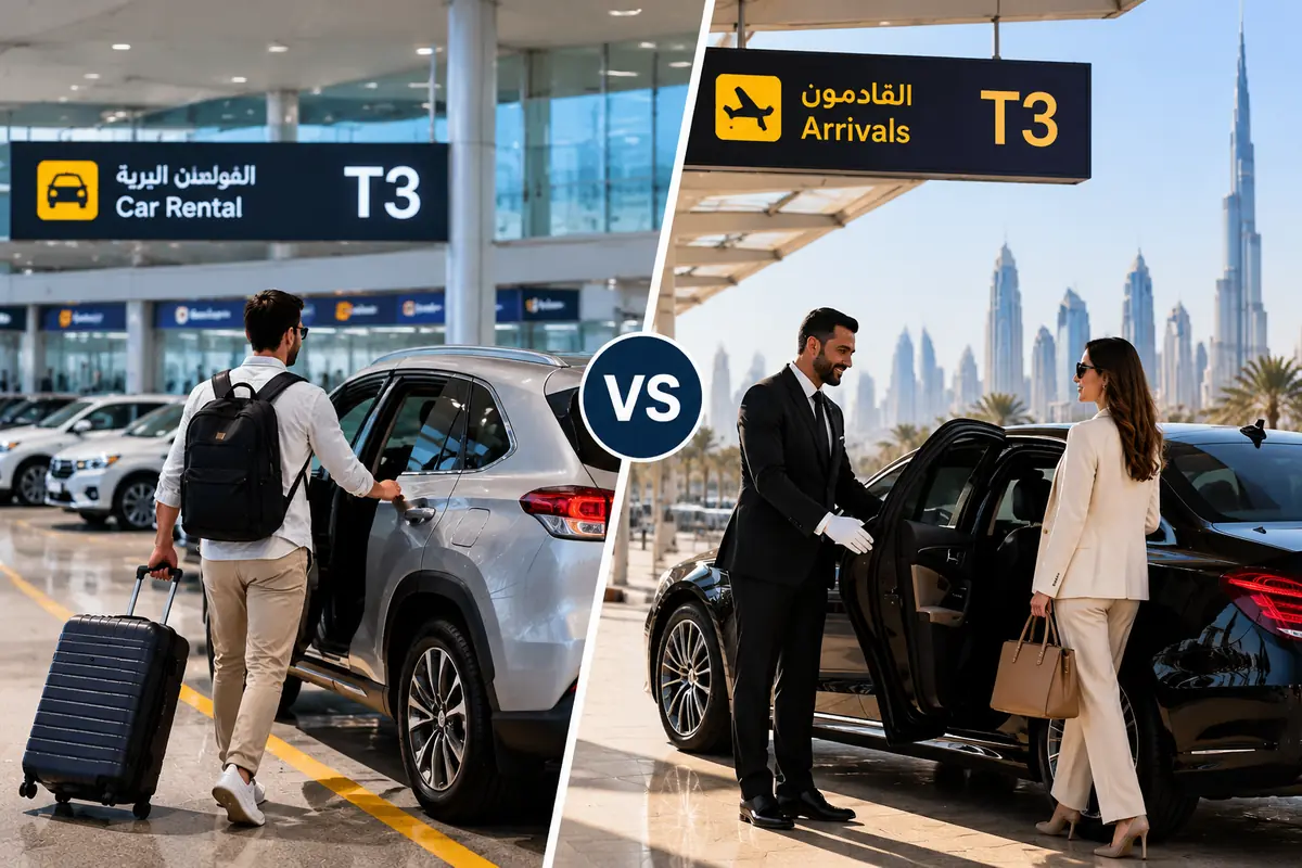 Comparison of self-drive car rental and private chauffeur service in Dubai