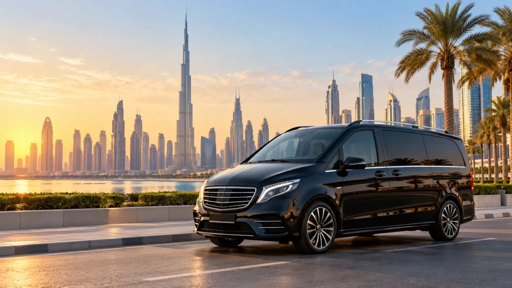 Van Rental Dubai service with luxury van for comfortable group transportation